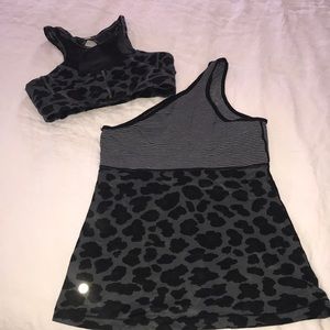 Lulu lemon sports bra + one shoulder tank set